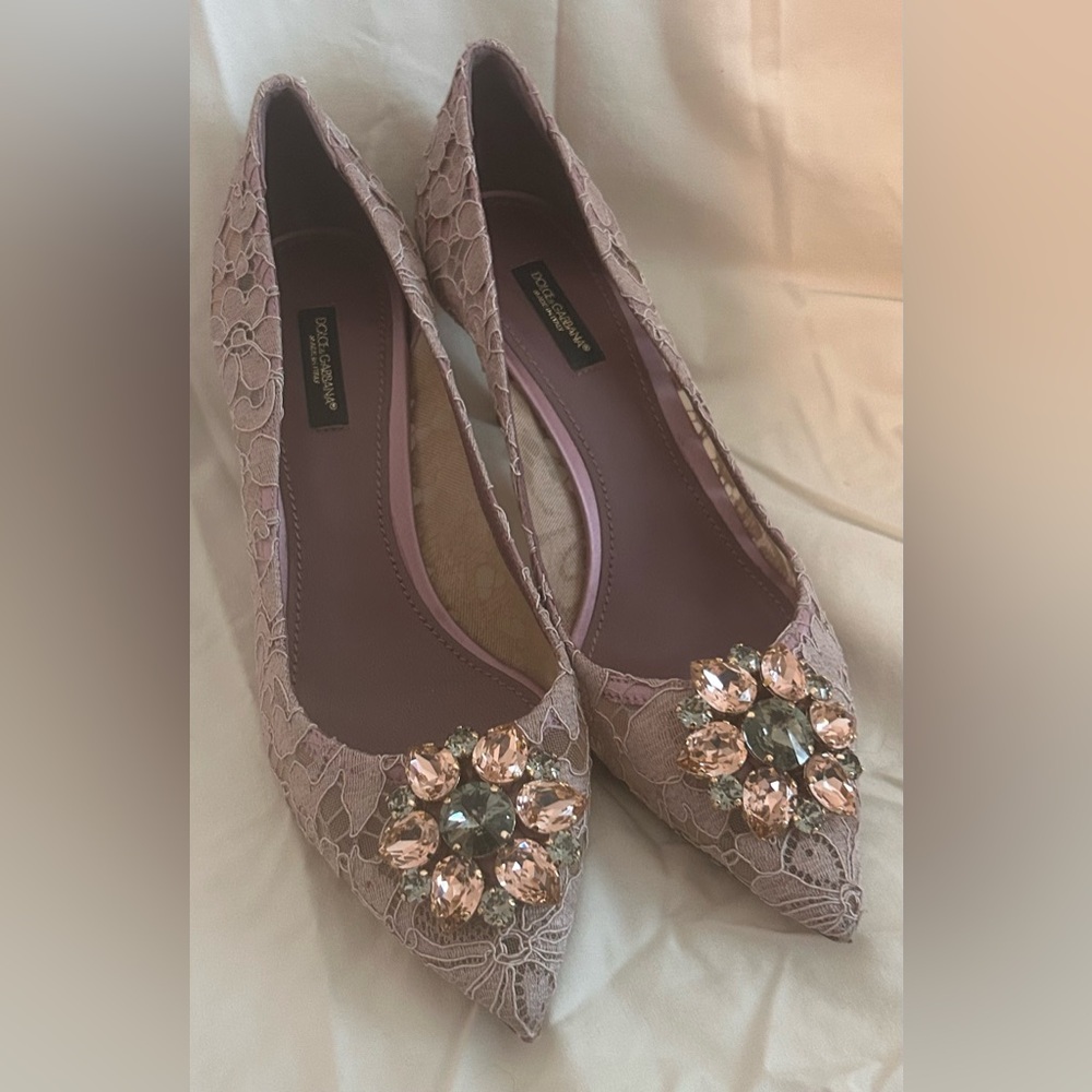 Dolce & Gabbana Pink/Purple Lace baby pumps size 39 1/2